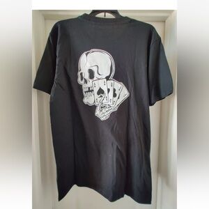 Taco Tuesday Halloween Mens T-shirt Graphic Playing Cards Aces Skull Grey L NEW